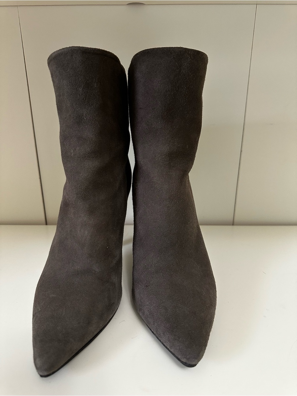 IRO Dark Gray Suede Pointed-Toe Ankle Boots